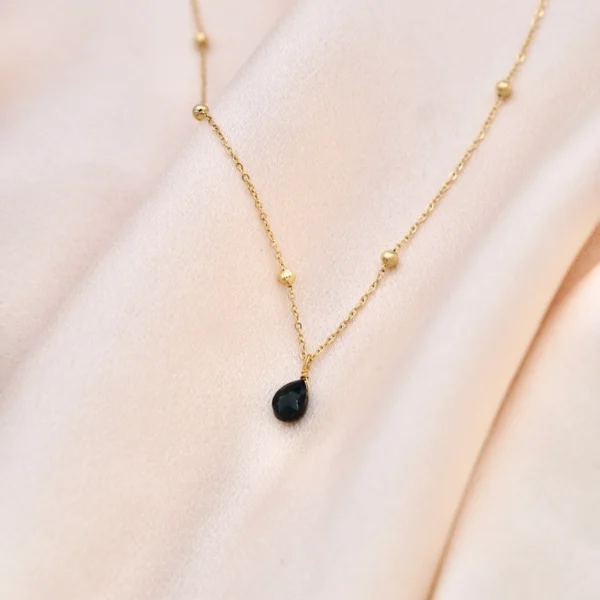 Halsband med labradorit – rostfritt stål & natursten - Bild 4